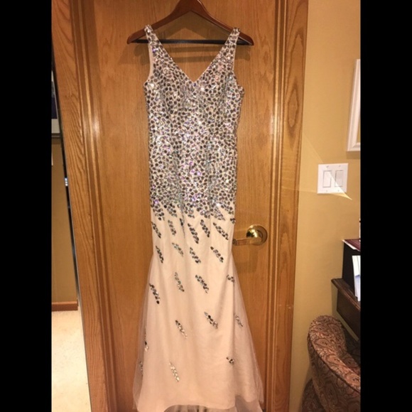 Mermaid crystal embellished champagne gown - Picture 3 of 8